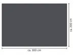 Diagram of a fabric approximately 300 x 200 cm.