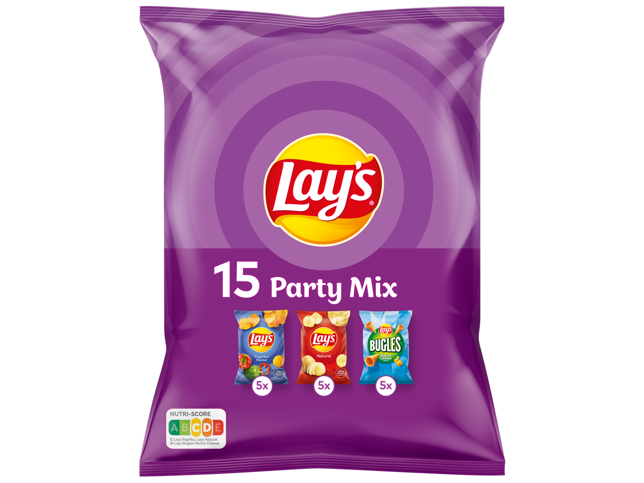 Lay's Party Mix: Lay's chips en Bugles Nacho kaas.