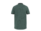 Tricou polo piqué ESMARA MEN verde închis cu imprimeu frunze tropicale, vedere din spate.