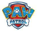 Paw Patrol logo met een schild en een bot
