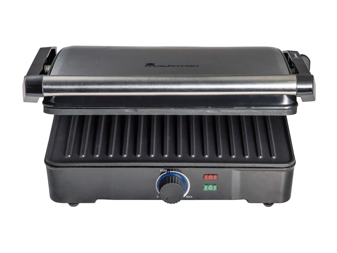 En elektrisk kontaktgrill med justerbar temperatur.