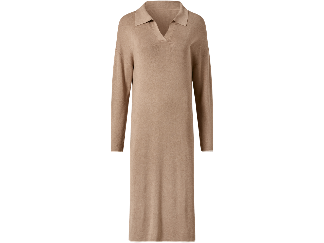 Beige poloklänning i stickad kvalitet.