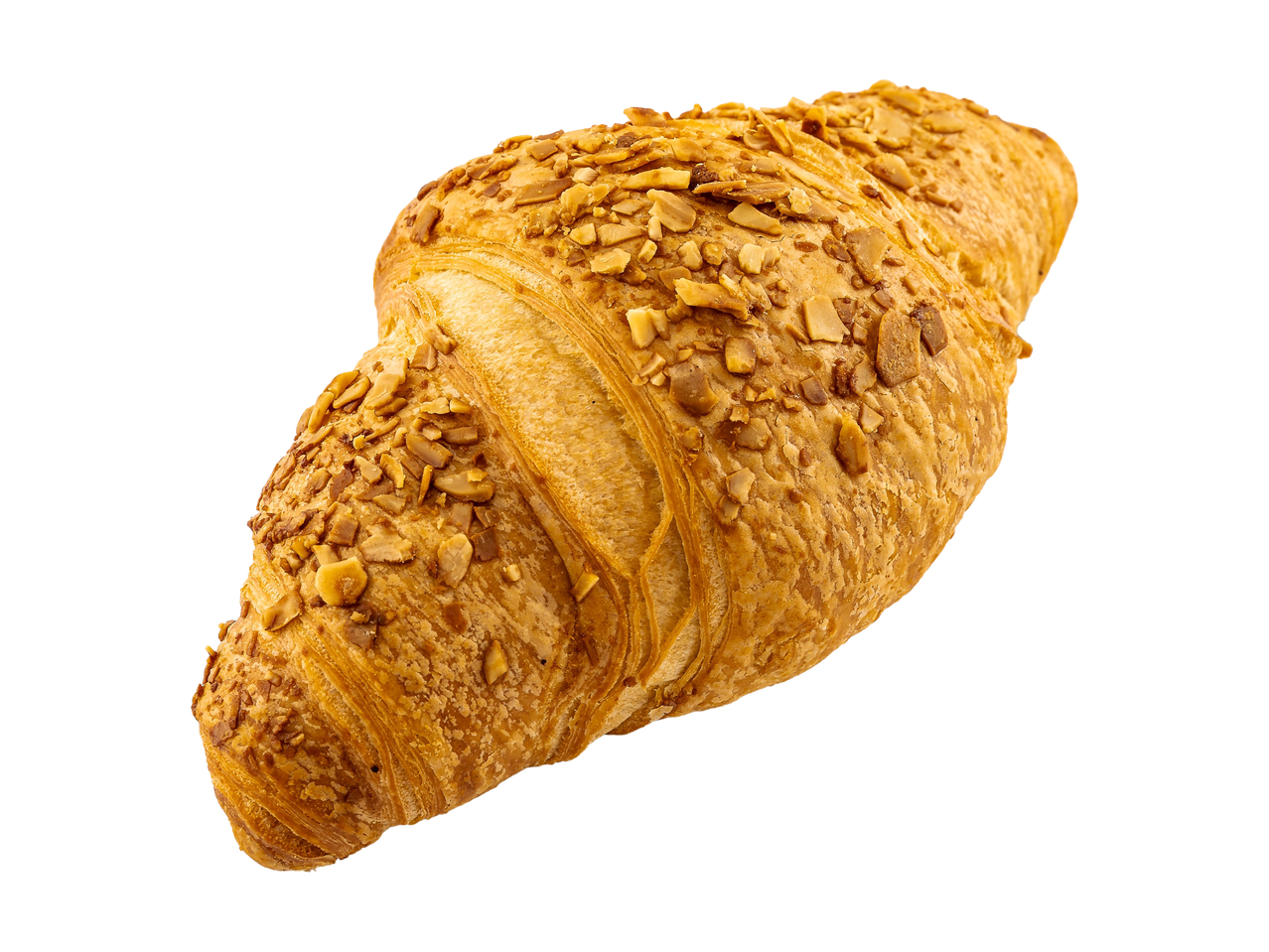 Almond croissant with a golden-brown crust and flaked almonds on top