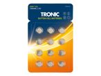 12 db TRONIC LR44 gombelem alkalikus, 1,5 V-os feszültséggel.