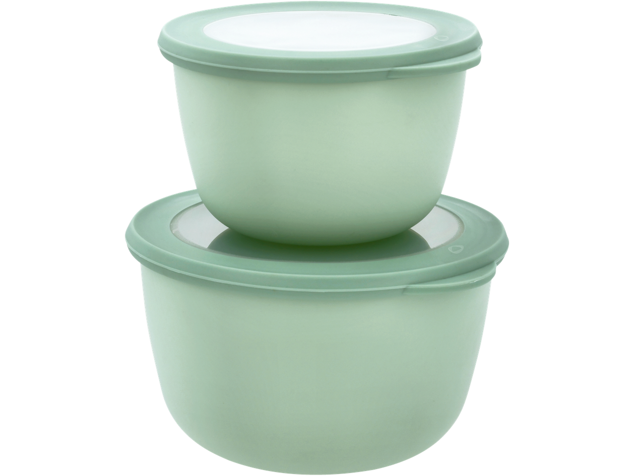SILVERCREST® Food Container Set: Two light green bowls with lids, stacked.