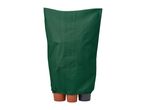 Green plant protection cover over three potted plants