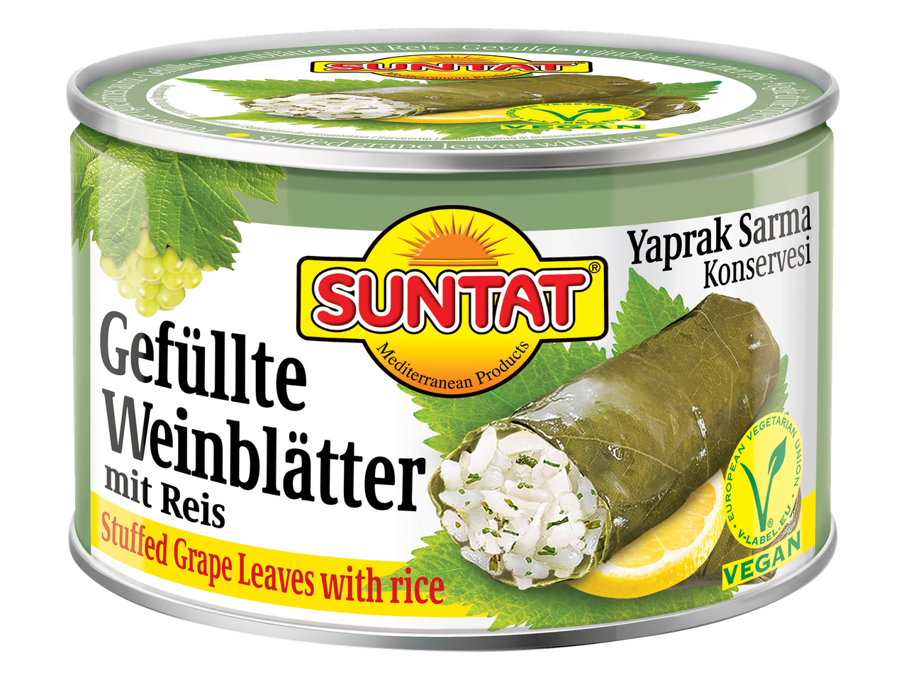 Suntat: Veganska fyllda vindruvsblad med ris.