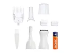 Braun body grooming kit with various attachments and battery.