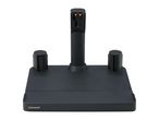Black charging station with two accessory holders on a white background