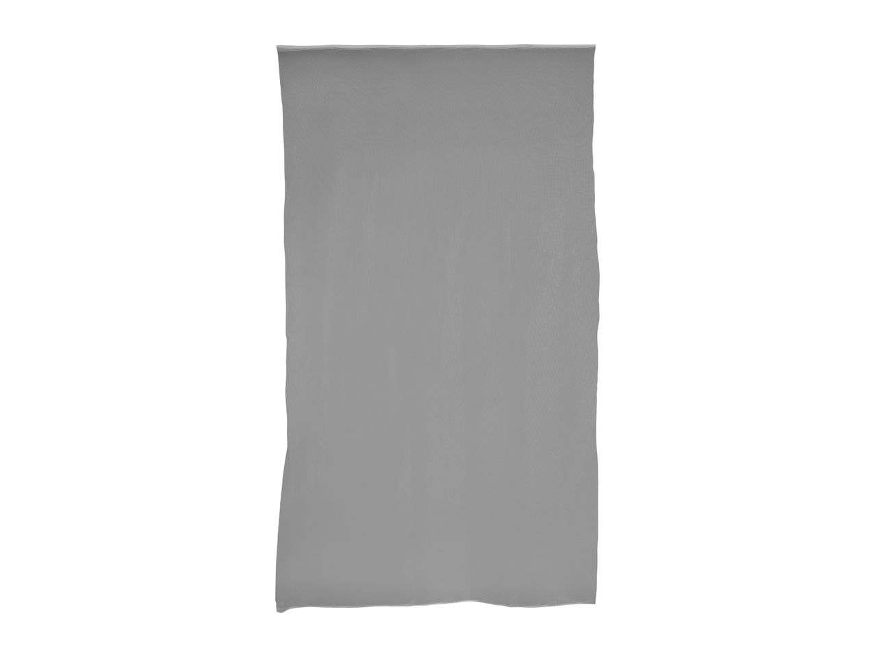 A rectangular grey fabric swatch, possibly a towel or blanket, displayed vertically.