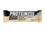 Barre protéinée au chocolat blanc croustillant de Lidl, 50% de protéines.