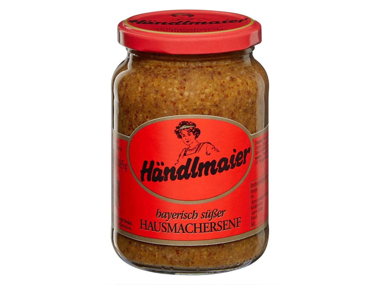 Händlmaier bajor édes házi mustár üvegben.