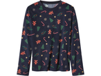 esmara® Kids' Christmas Velour Pyjamas: navy long-sleeved top with gingerbread men, candy canes, and Christmas trees.