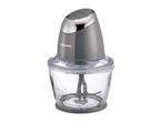 A SilverCrest food chopper with a grey motor unit and a clear glass bowl.