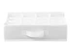 White fabric storage box with 12 compartments and a handle