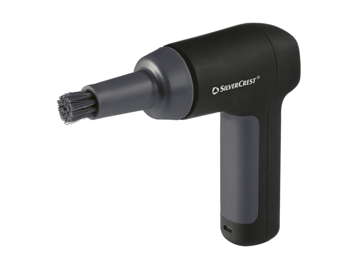Escova de limpeza elétrica Silvercrest® em preto e cinzento.