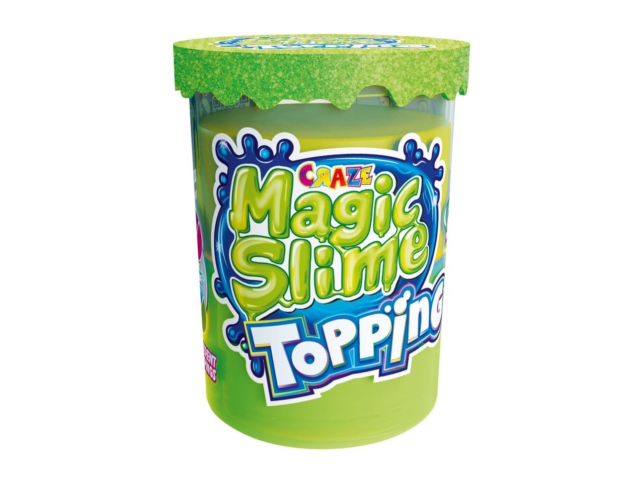 A jar of green Magic Slime Topping.