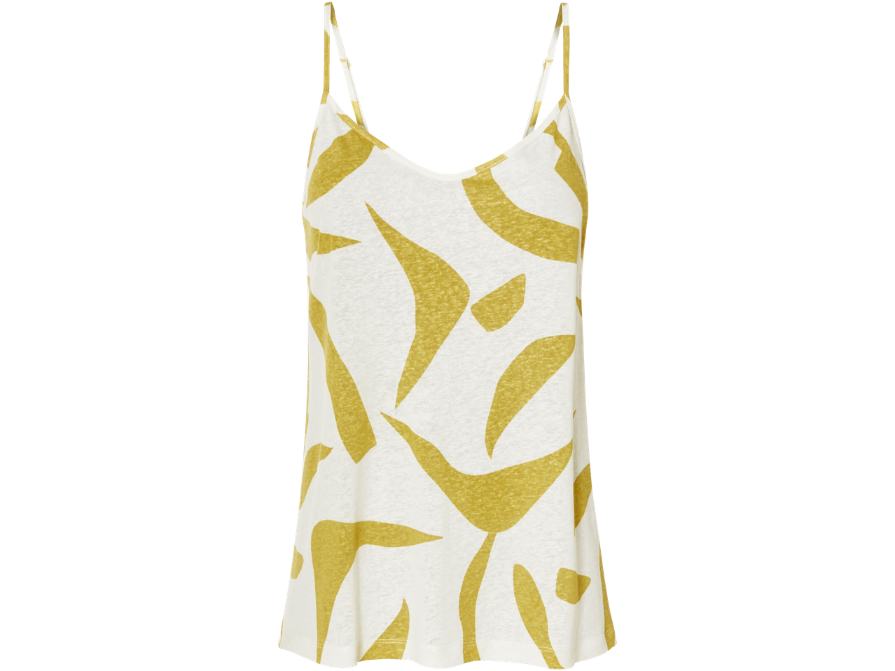Camisola sem mangas com estampa abstrata mostarda.