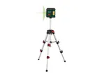 Parkside laser level on a tripod, emitting a green laser beam.