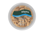 Alesto Pinda's kingsize, ongezouten pinda's in een doorzichtige beker met Nutri-Score A.