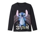 Black long-sleeve t-shirt with a large graphic of Stitch from Lilo & Stitch and the word 'Stitch'.