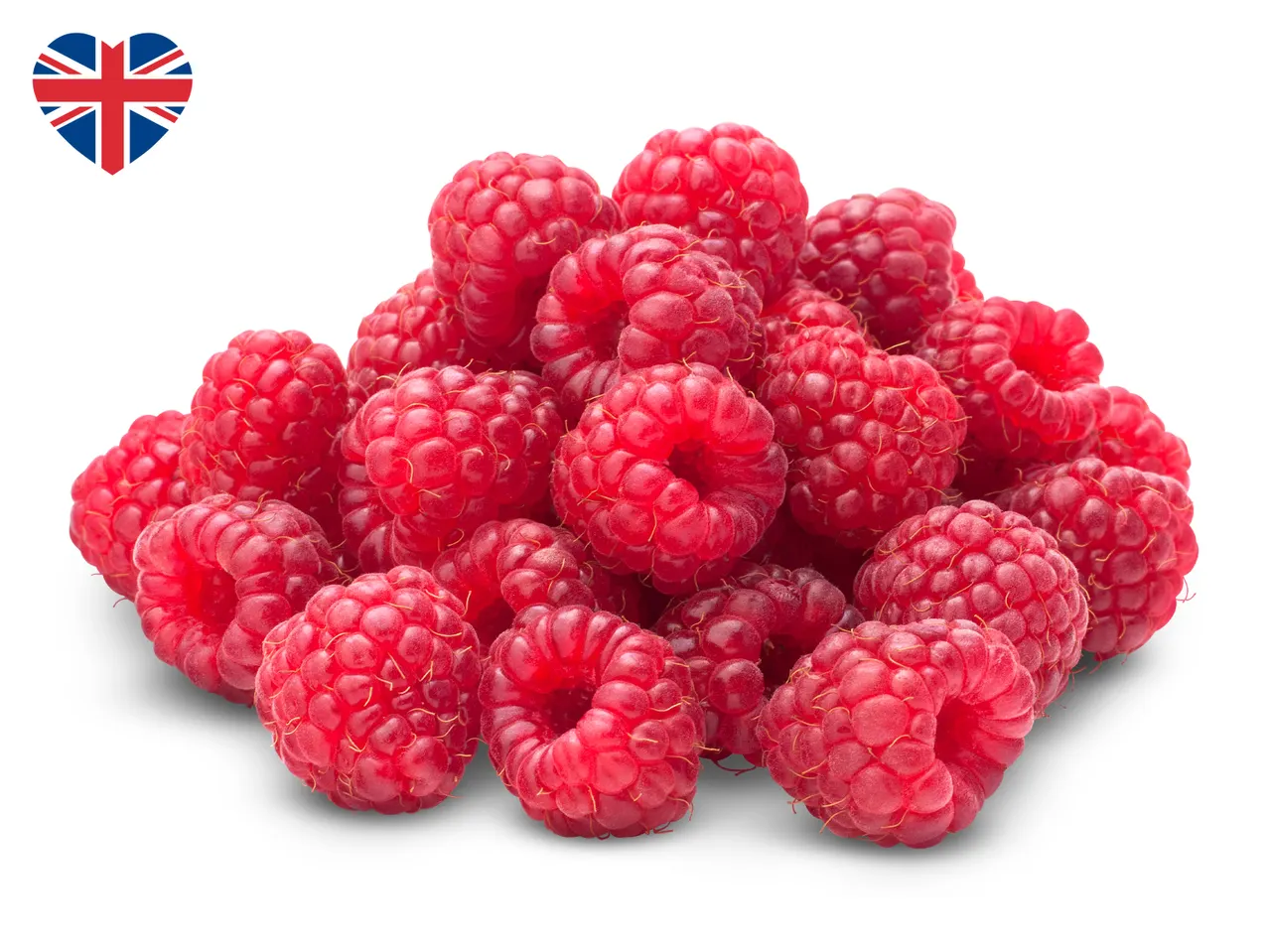 A pile of fresh raspberries.