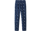 Esmara ladies' fleece pyjama bottoms with white stars on a blue background.