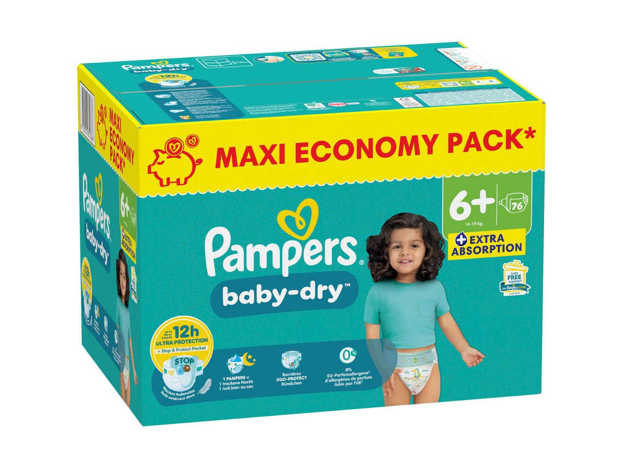 Maxi Sparpack Pampers Baby-Dry Windeln, Größe 6+.