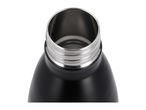 Close-up of the open neck of a black stainless steel water bottle