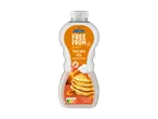 Glutenvrije pannenkoekenmix met karamelsmaak in een fles, met Nutri-Score D.