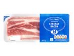 Birchwood unsmoked streaky bacon, 14 rashers, 300g.