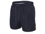 Calções de banho masculinos azul-escuros com cordão.