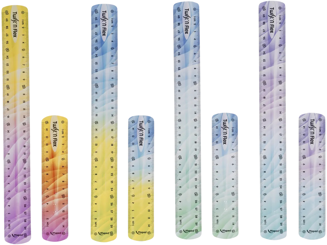 Righelli flessibili Maped Twist'n Flex colorati.