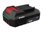 Акумулаторна батерия 2.0Ah за електроинструменти, черна с червени и зелени акценти.