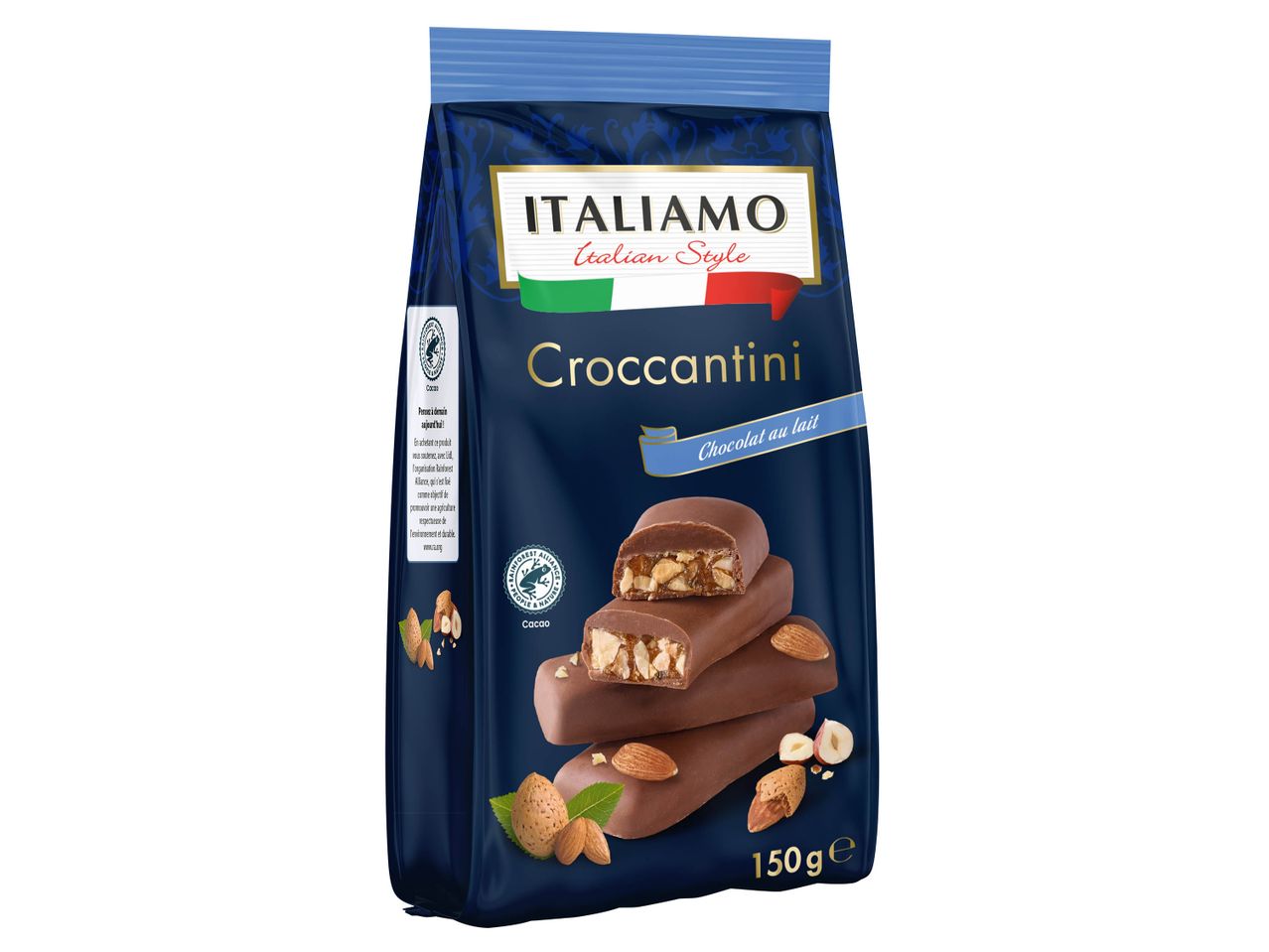 Sac de Croccantini au chocolat au lait d'ITALIAMO, style italien, 150g.