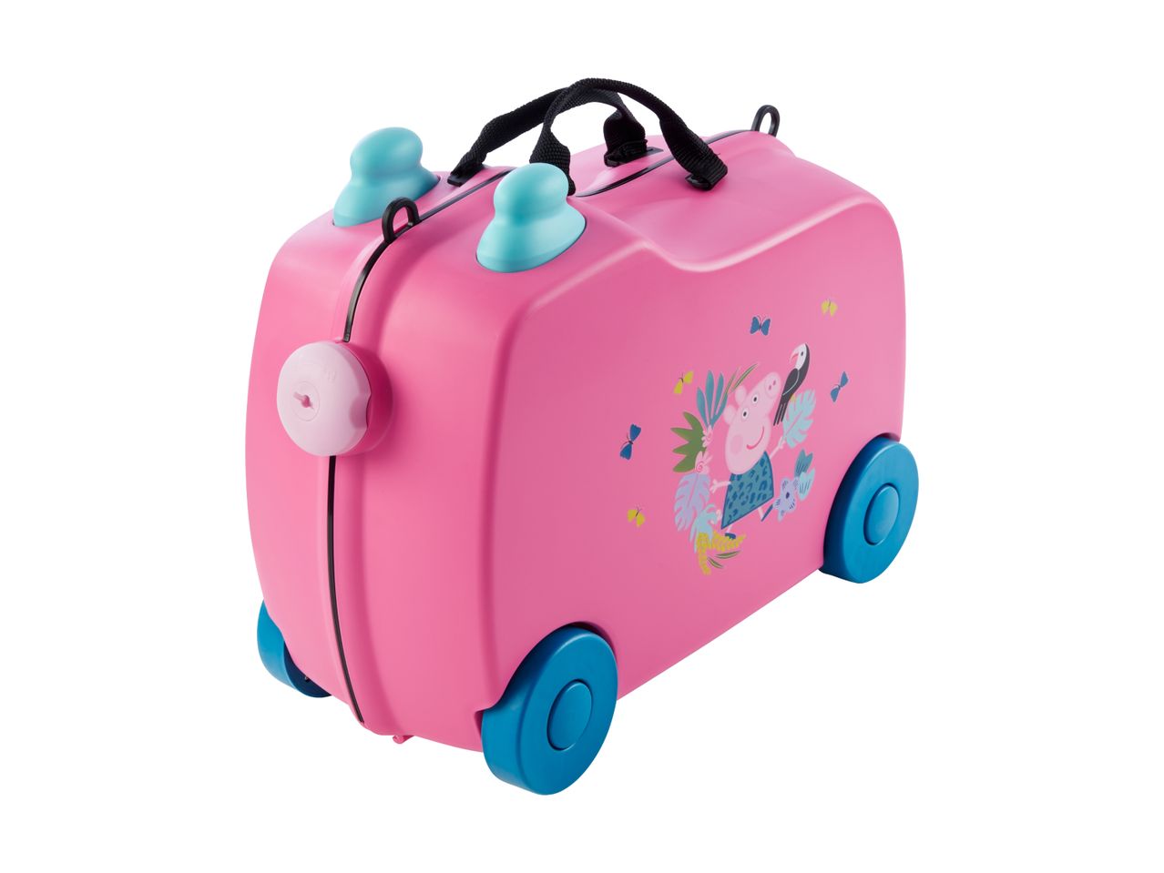 Pink Peppa Pig children's rolling suitcase.
