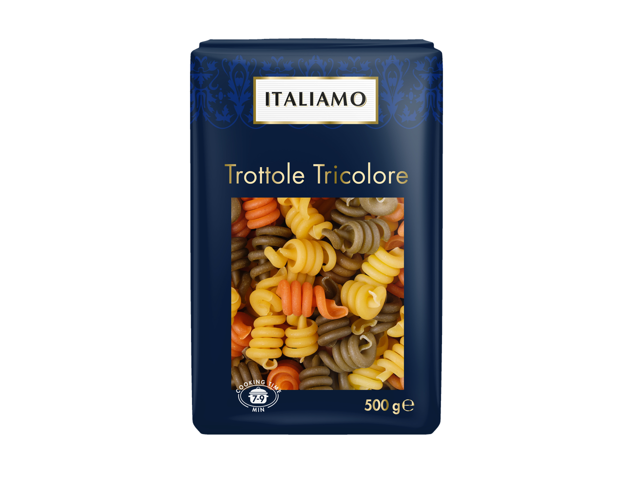 Pâtes Italiamo Trotole Tricolore, 500g, trois couleurs.