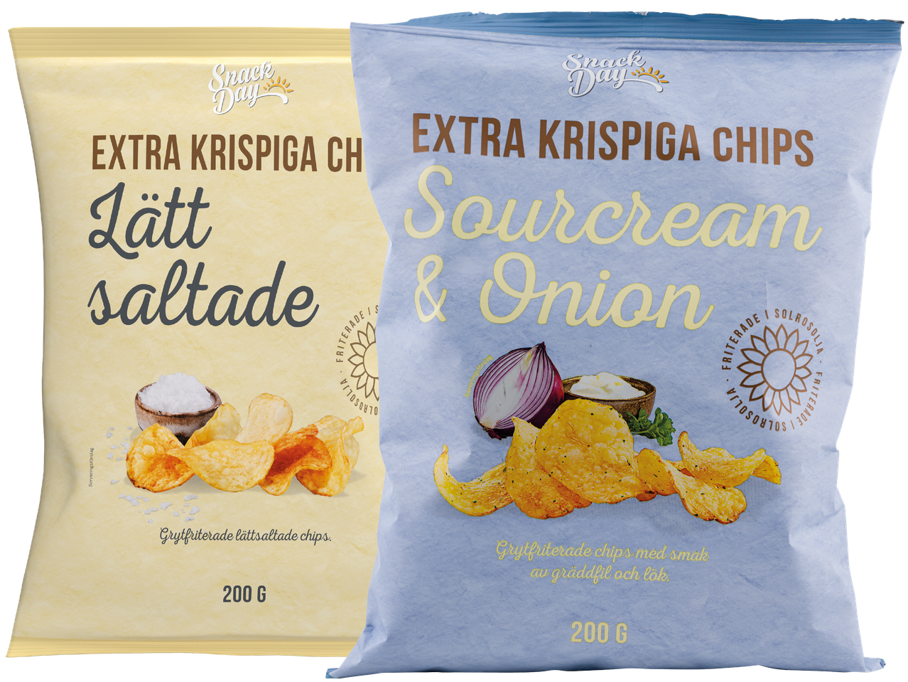 Snack Day: Lätt saltade chips och chips med sour cream & lök.
