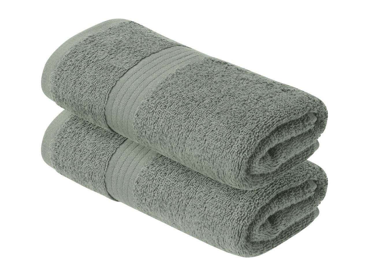 Two folded grey towels stacked on top of each other