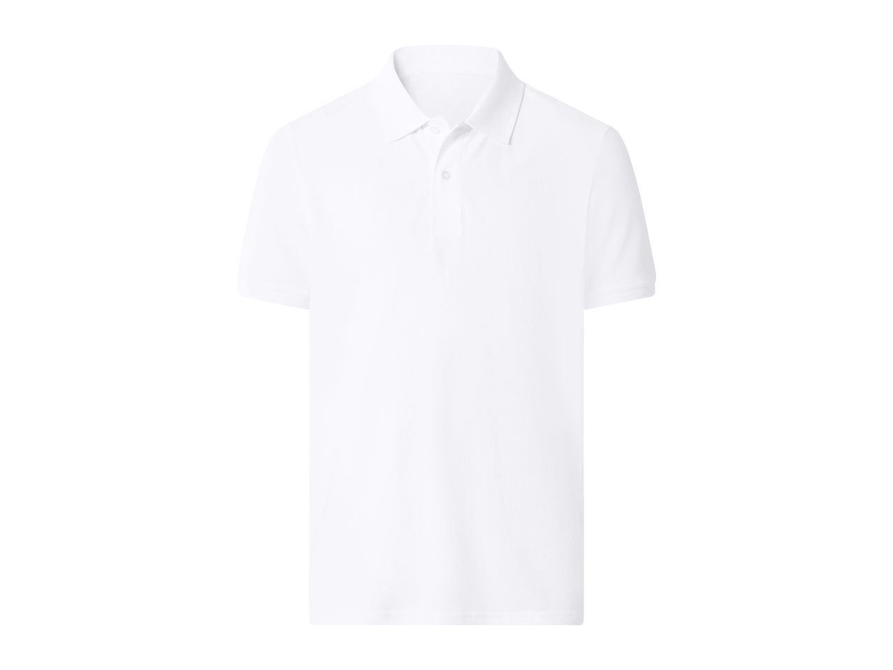 White short-sleeved polo shirt with a collar and three buttons