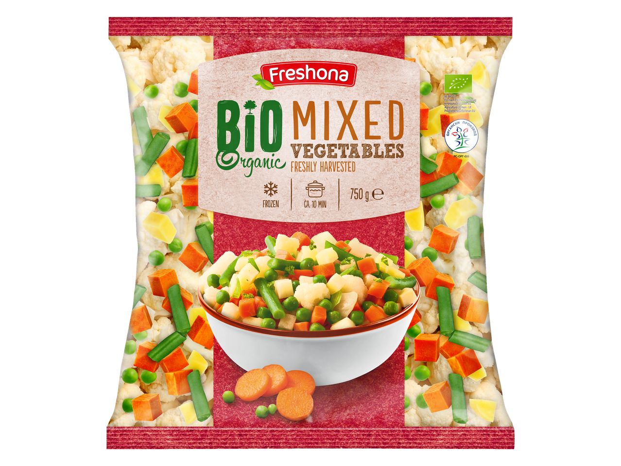 Freshona Bio Legume Mixte: 750g legume mixte bio congelate.