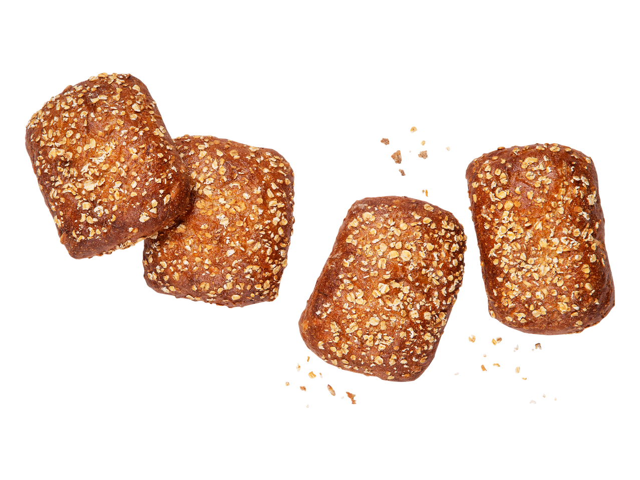 Neljä kauraleipää mustalla taustalla