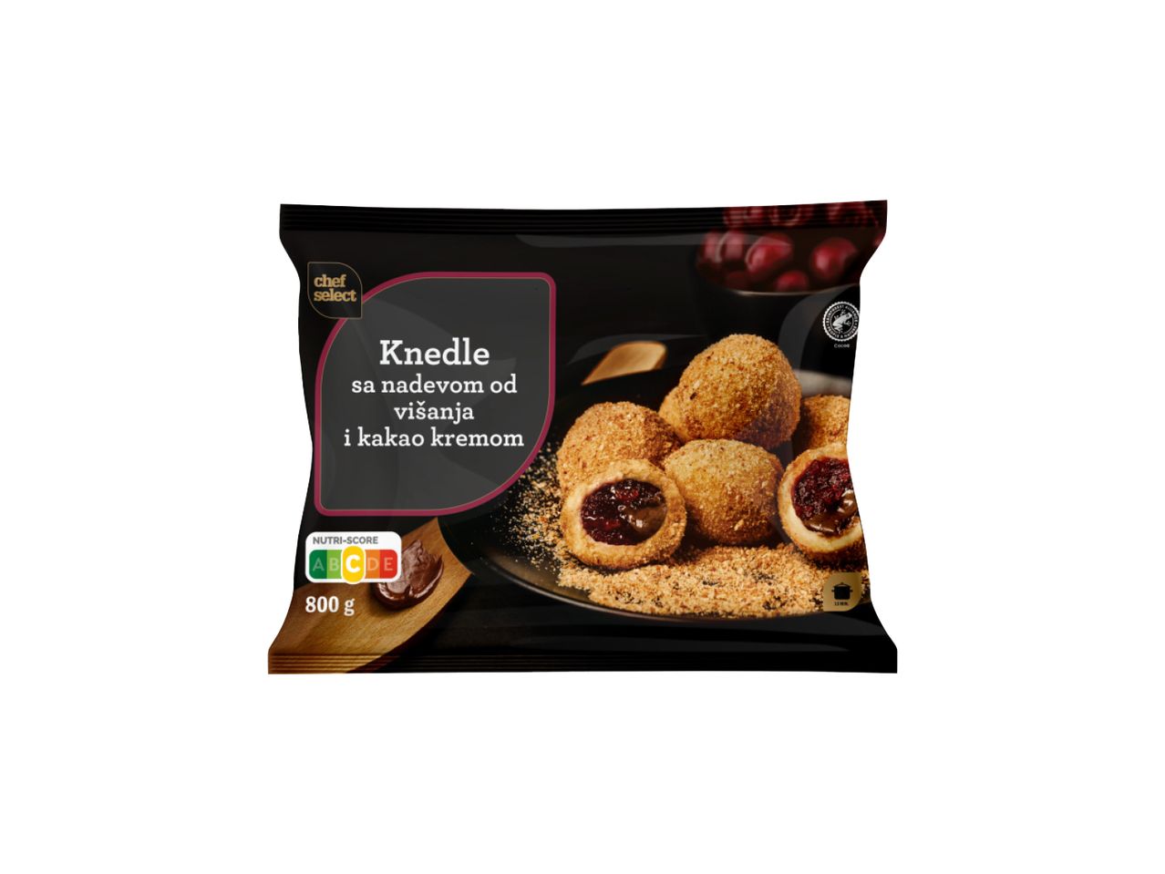 Pakovanje zamrznutih knedli sa višnjama i kakao kremom Chef Select, 800g.