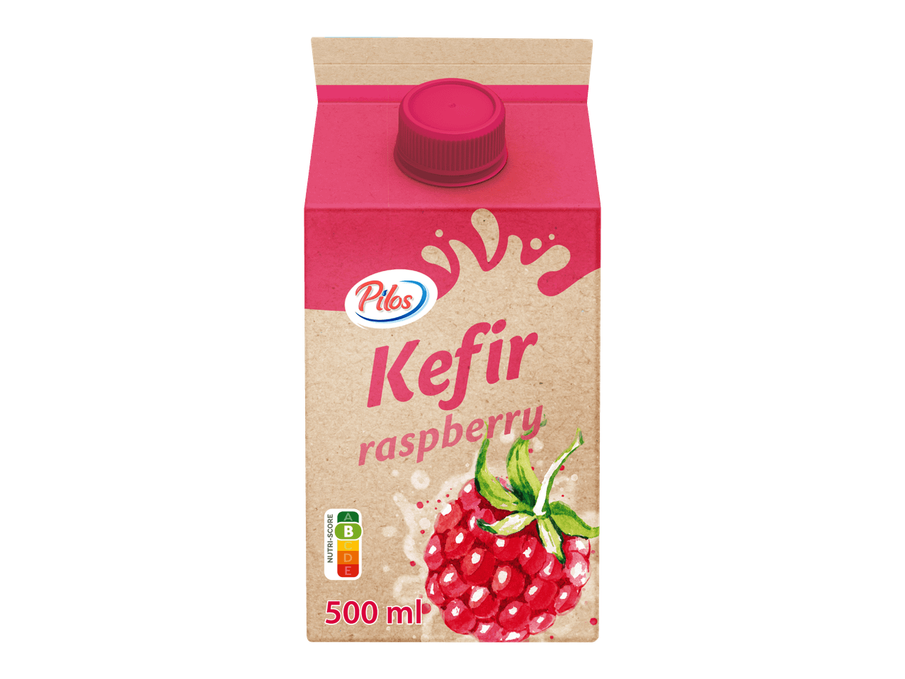 Vadelmanmakuinen kefiiri 500 ml kartonkitölkissä.