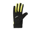Black and yellow cycling glove with gel padding and touchscreen-compatible thumb.