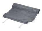 Grey self-inflating sleeping mat, partially rolled up, with white straps