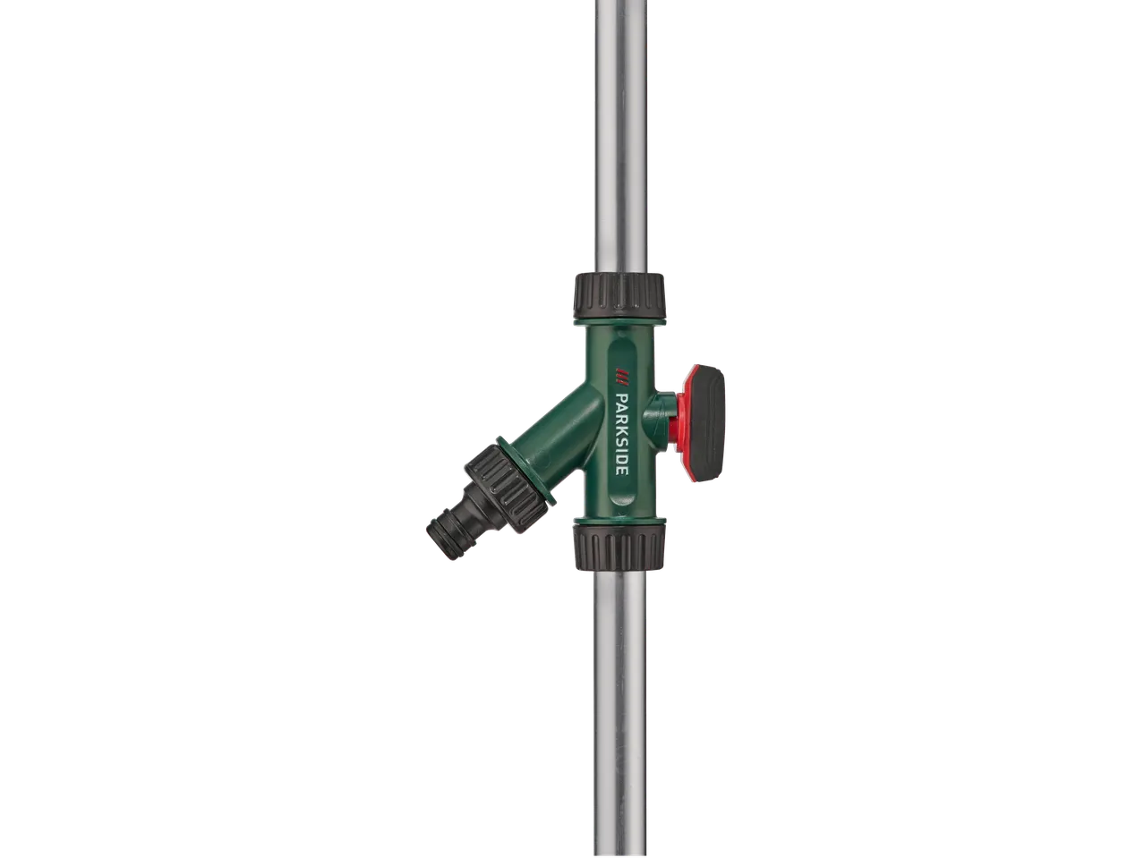 Conector verde de mangueira de jardim PARKSIDE num tubo metálico