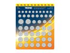 Tronic XXL multipack of 48 button cell batteries, including LR and CR types, with capacities from 9-620mAh.