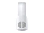 White air purifier with a tall, sleek design and perforated grilles at the base.