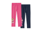 Zwei Leggings für Mädchen, eine pinkfarbene mit Skye von Paw Patrol und eine dunkelblaue mit „LOVE“.